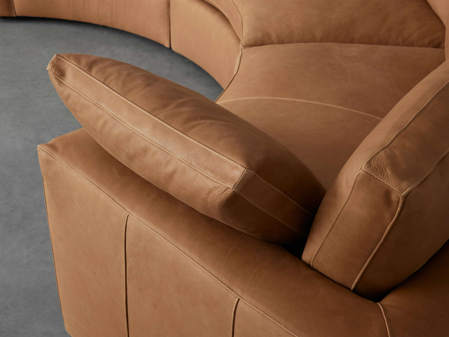 Beale Leather Three-Piece Curved Sectional