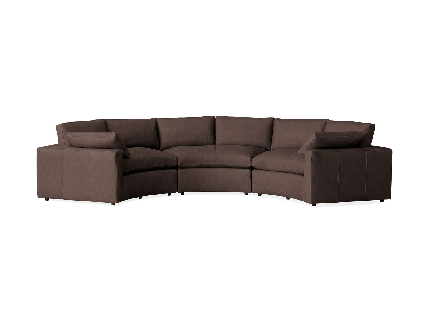 Beale Leather Three-Piece Curved Sectional