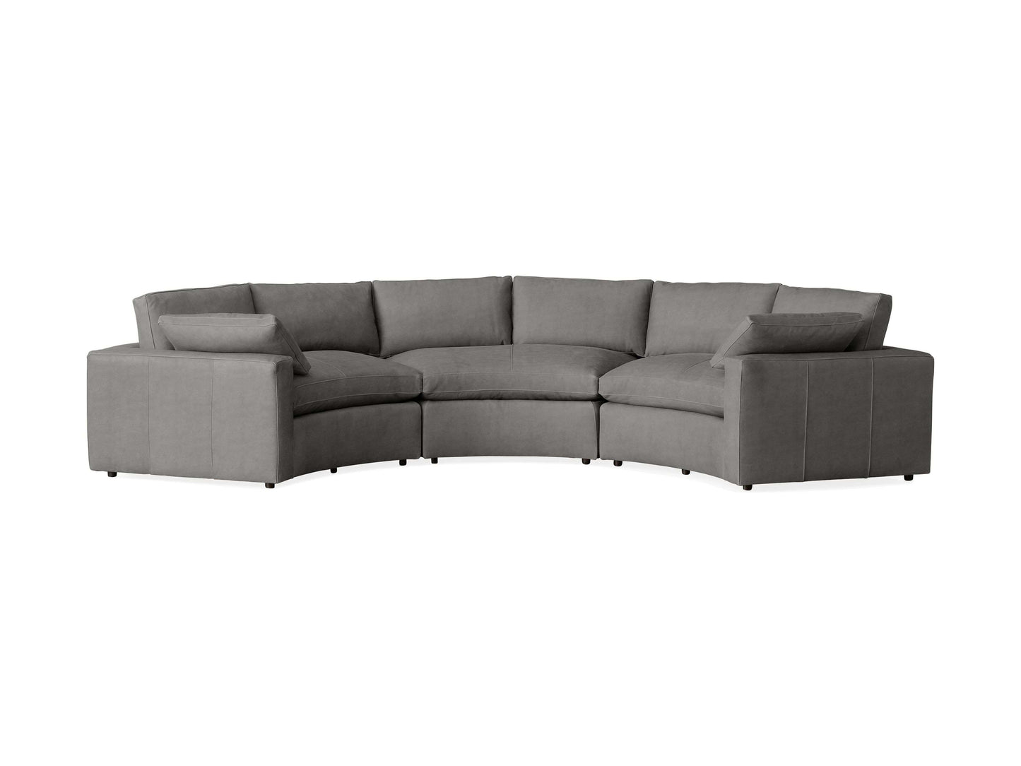 Beale Leather Three-Piece Curved Sectional