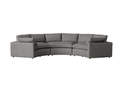 Beale Leather Three-Piece Curved Sectional