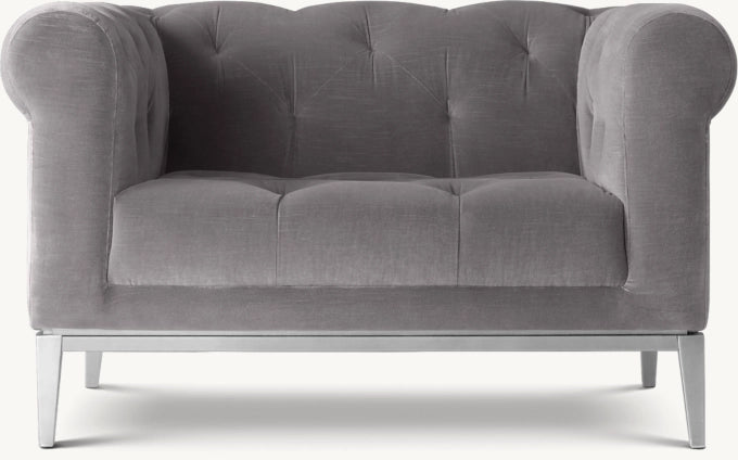 Italia Chesterfield Chair with Tufted Cushion - Metal Base