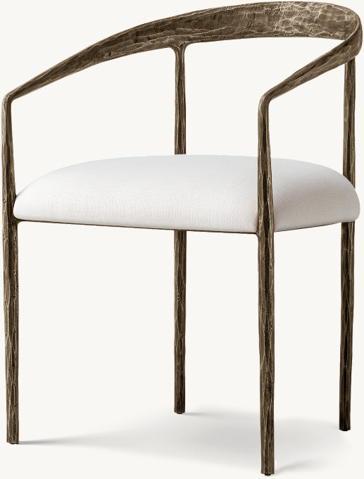 Thaddeus Curved Fabric Dining Armchair