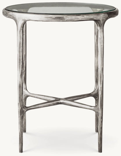 Thaddeus Glass Round Bedside Table