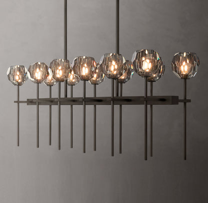 Boule De Cristal Smoke Glass Double Linear Chandelier 60"