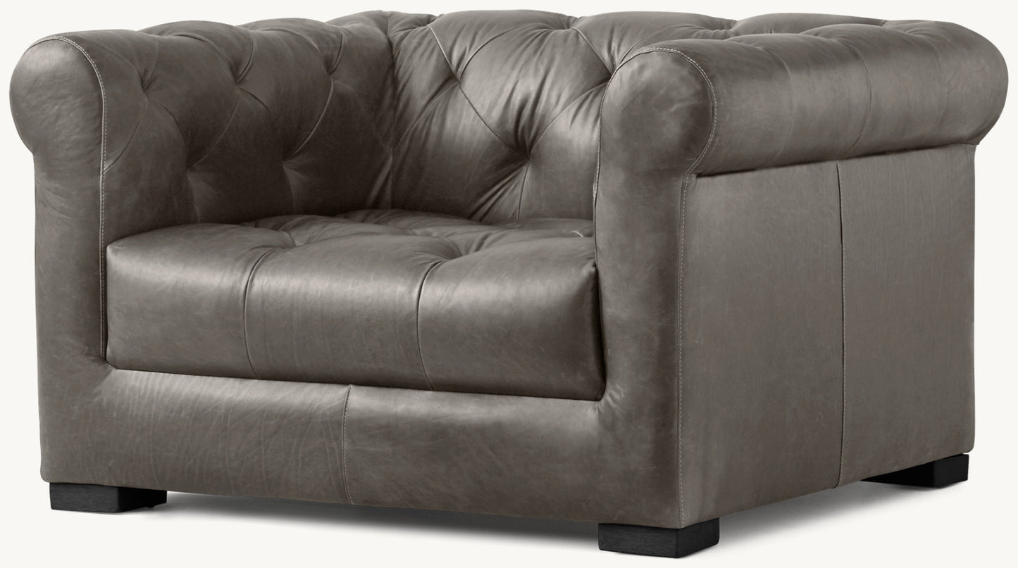 Modena Chesterfield Leather Chair With Tufted Cushion