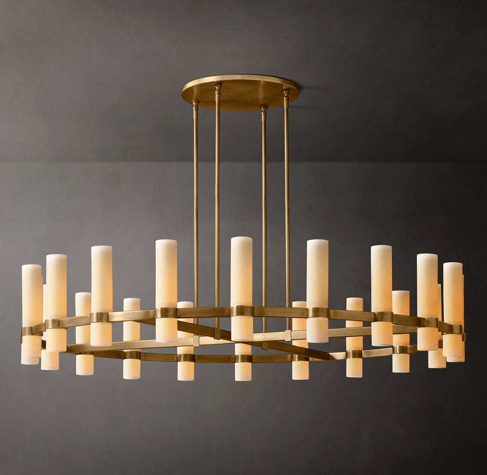 Ravelle Round Milk Glass Chandelier 60"