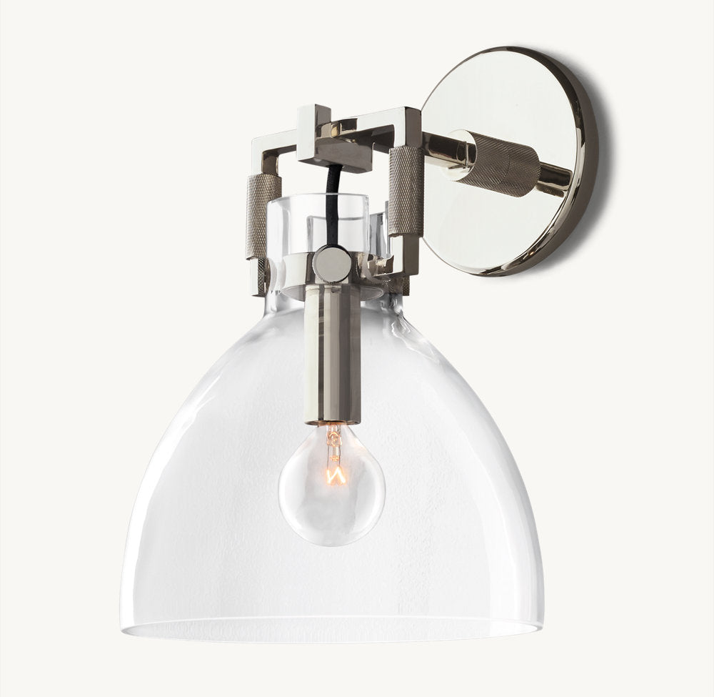 Machinist Glass Cloche Sconce 8"