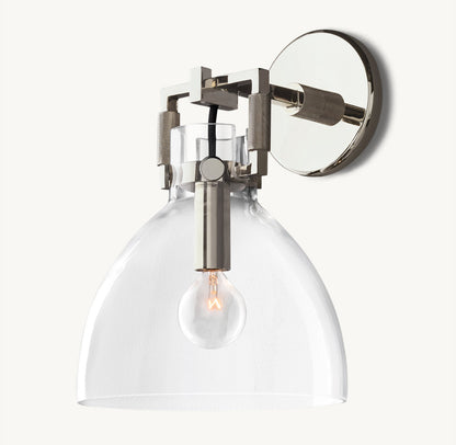 Machinist Glass Cloche Sconce 8"