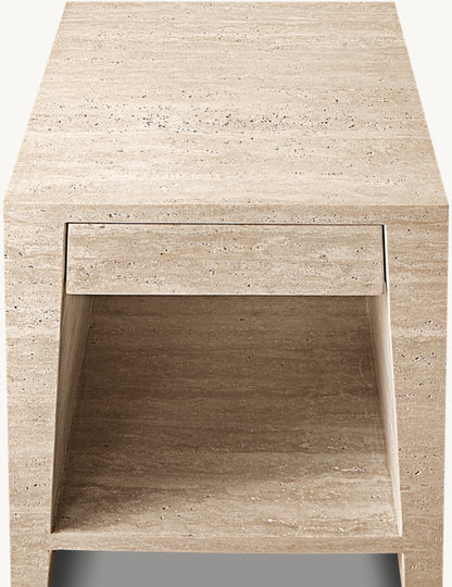 Wyeth Travertine Square Bedside Table