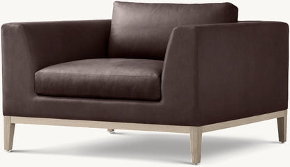 Italia Taper Arm Leather Chair - Oak Base