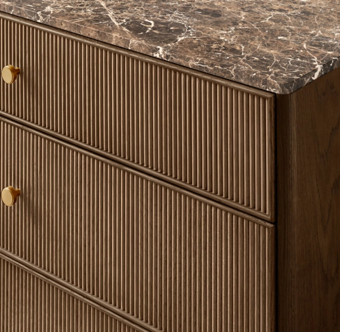 Genevieve Emperador Reeded 10-Drawer Dresser