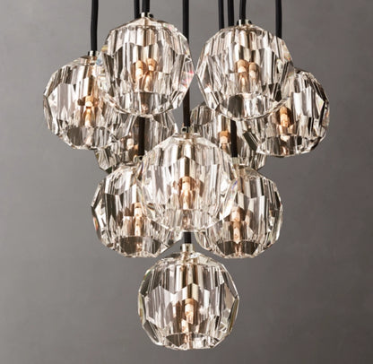 Boule De Cristal Clear Glass Round Cluster Chandelier 14"