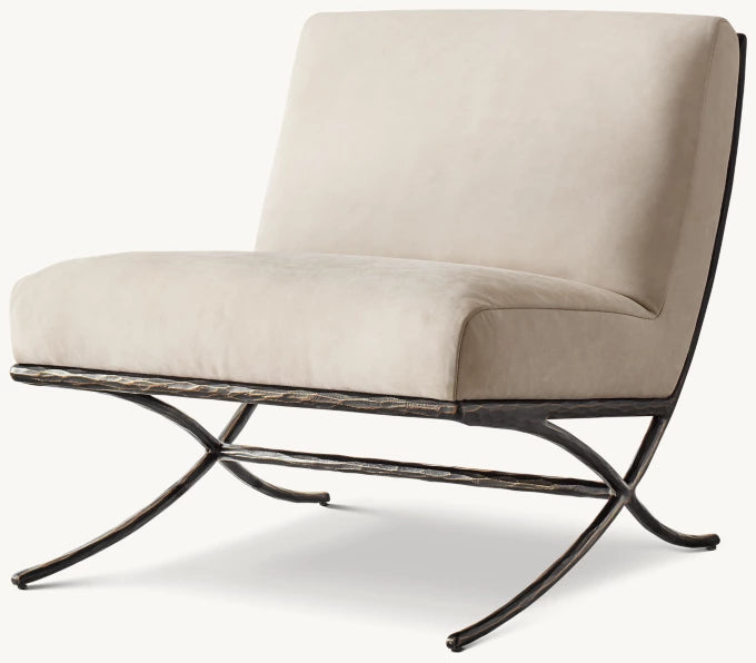 Thaddeus X-Base Leather Slipper Chair