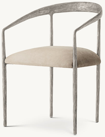 Thaddeus Curved Leather Dining Armchair