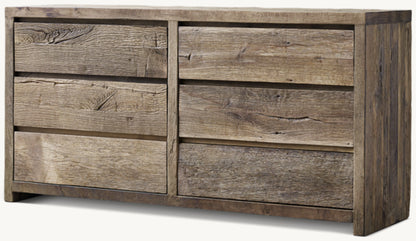 Reclaimed Rustic Oak 6-Drawer Dresser