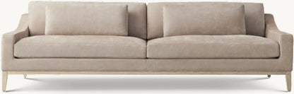 Italia Leather Slope Arm Sofa - Oak Base