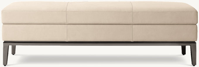 Italia Leather End-of-Bed Storage Bench - Metal Base