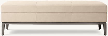 Italia Leather End-of-Bed Storage Bench - Metal Base