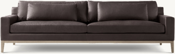 Italia Leather Track Arm Sofa - Oak Base
