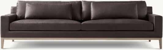 Italia Leather Track Arm Sofa - Oak Base