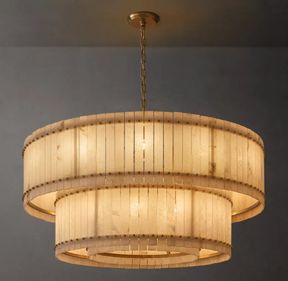 San Marco Alabaster Round Tiered Chandelier 60"