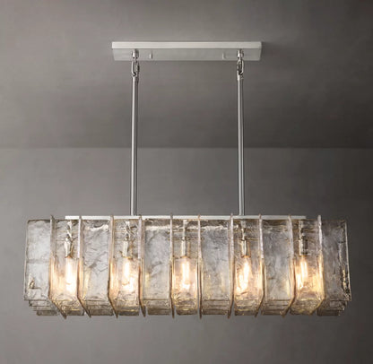 Lattice Clear Glass Rectangular Chandelier 49"
