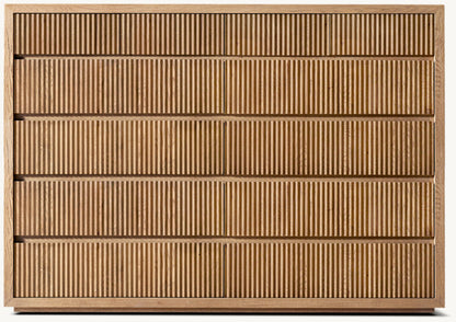 Reclaimed Oak Reeded 12-Drawer Dresser