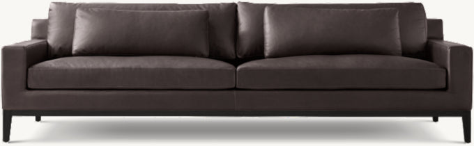 Italia Leather Track Arm Sofa - Oak Base
