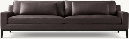 Italia Leather Track Arm Sofa - Oak Base