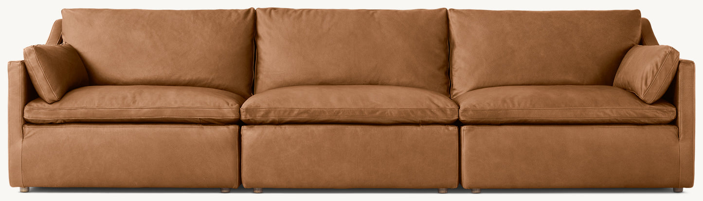 Cloud Modular Leather Slope Arm 3-Piece Sofa