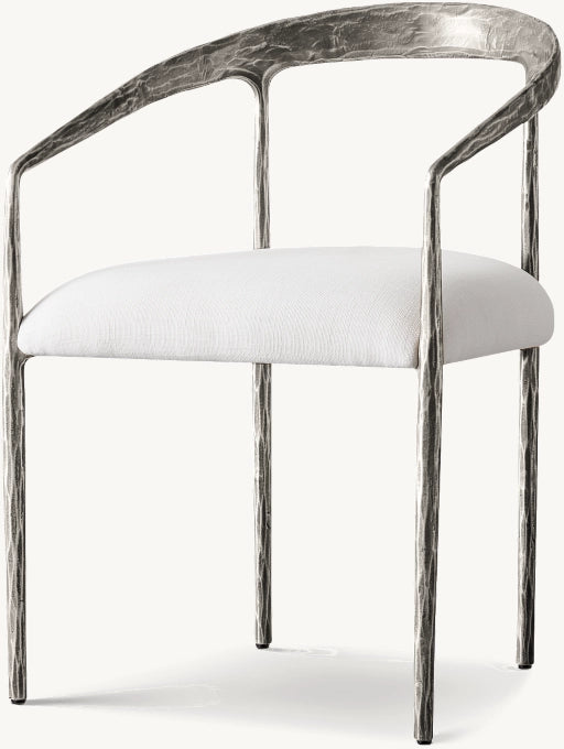 Thaddeus Curved Fabric Dining Armchair