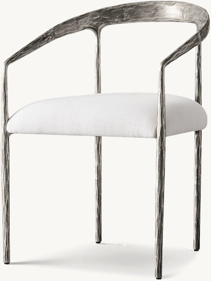 Thaddeus Curved Fabric Dining Armchair