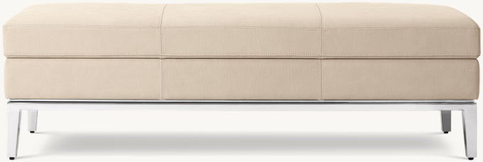 Italia Leather End-of-Bed Storage Bench - Metal Base