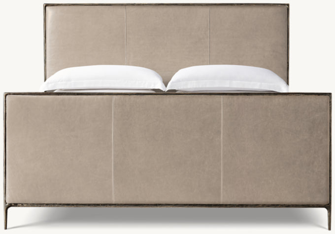 Thaddeus Leather Panel Bed with Footboard