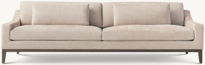 Italia Leather Slope Arm Sofa - Oak Base