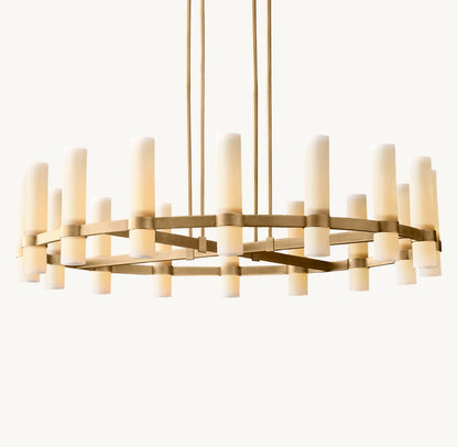 Ravelle Round Milk Glass Chandelier 48"