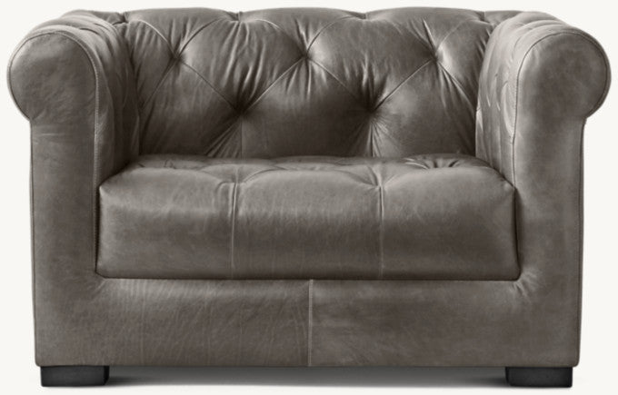 Modena Chesterfield Leather Chair With Tufted Cushion