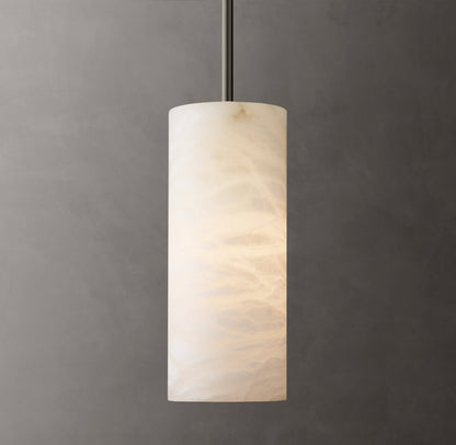 Hand-Carved Alabaster Cylinder Pendant
