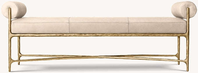 Thaddeus Leather Double Bolster End-of-Bed Bench
