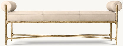 Thaddeus Leather Double Bolster End-of-Bed Bench