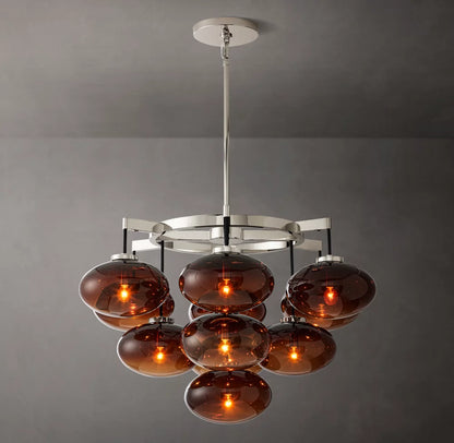 Cabrette Amber Glass Round Chandelier 36"