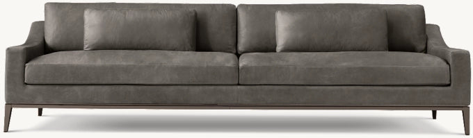 Italia Leather Slope Arm Sofa - Metal Base