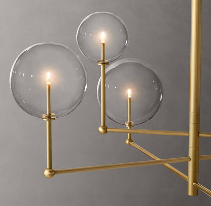 Glass Globe Mobile Three-Arm Chandelier 46"