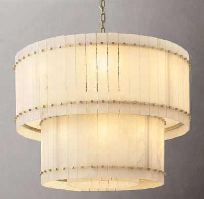 San Marco Alabaster Round Tiered Chandelier 37"