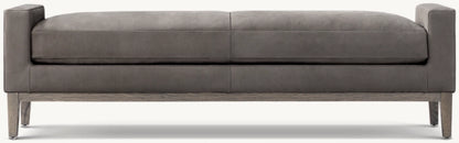 Italia Leather Bench - Oak Base
