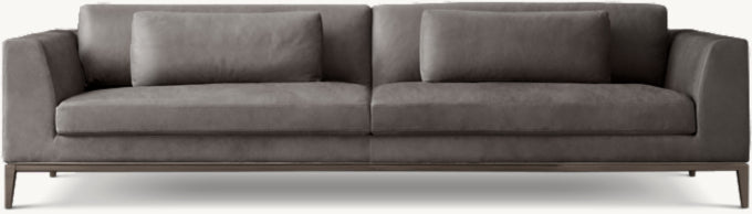 Italia Leather Taper Arm Sofa - Metal Base