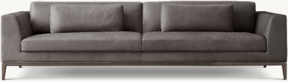 Italia Leather Taper Arm Sofa - Metal Base