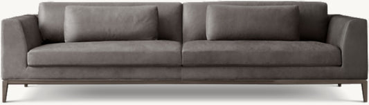 Italia Leather Taper Arm Sofa - Metal Base
