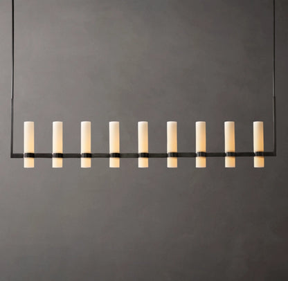 Ravelle Linear Milk Glass Chandelier 71"