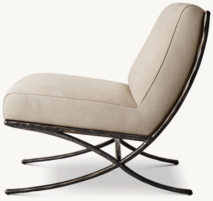 Thaddeus X-Base Leather Slipper Chair